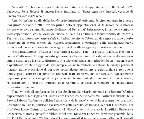 Diocesi Lucera-Troia: 2° ciclo Scuola delle Cattedrali